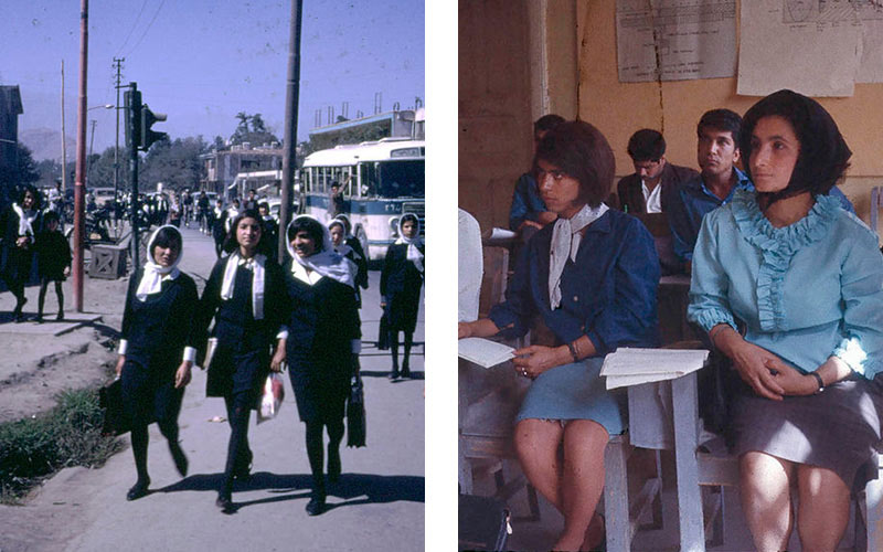 260년대 카불 시내, 여학생들의 귀가길, 대학생들의 수업 장면