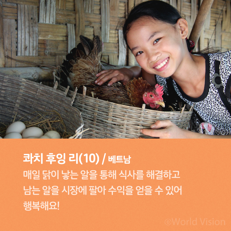 콰치 후잉 리(10) / 베트남 매일 닭이 낳는 알을 통해 식사를 해결하고 남는 알을 시장에 팔아 수익을 얻을 수 있어 행복해요!