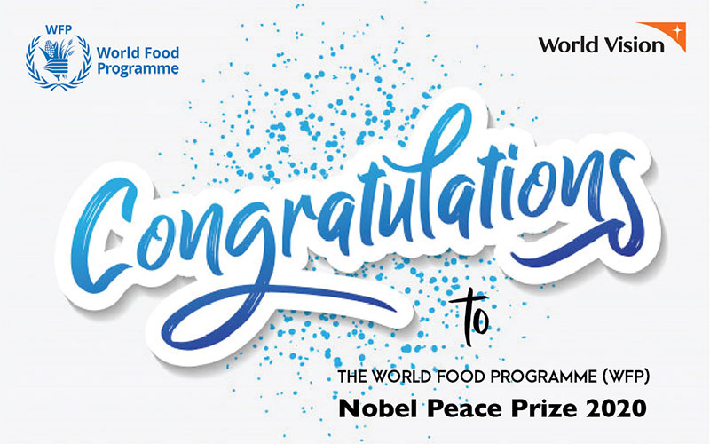 소말리아 월드비전의 세계식량계획 노벨상 축하 배너